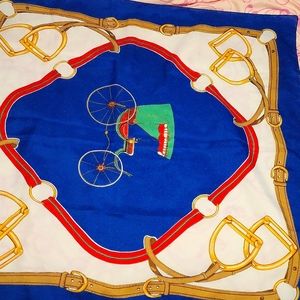 Vintage 1970s Damart Scarf Baroque print by Laurent of France Equestrian 30"×30.